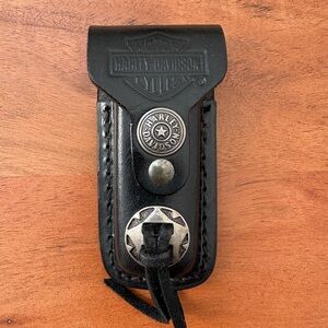 Harley-Davidson Black Leather Tool/Knife Sheath with Silver Toned Conchos